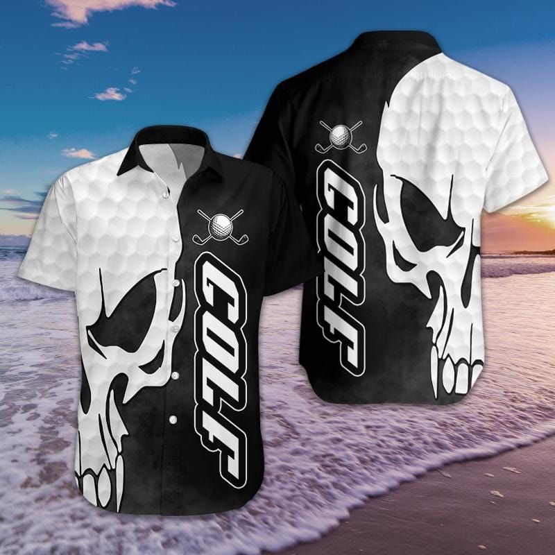 Felacia [Hawaii Shirt] B&ampW Golf Skull Unisex Hawaiian Shirt #040321l-ZX1775